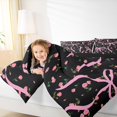 thumbnail image 5 of Homewish Ribbon Bow Queen Comforter Set,Romantic Rose FlowerBedding Sets,Pink Black Bedding Comforter Set For Teens,Breathable Home Decor Reversible,3 Pieces, 5 of 9