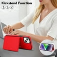 thumbnail image 5 of Wallet Case for iPhone 15, with Wrist Strap and Shoulder Strap, RFID Blocking Card Slots, Classic Kickstand Magnetic Flip PU Leather Phone Case Cover for iPhone 15, Red, 5 of 8