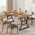 thumbnail image 4 of Industrial Farmhouse Dining Table for 6 – 70.9'' Long Rectangular Table – Sturdy Black Iron Legs – Mark-Resistant Wood Top – Vintage Brown and Black Iron Finish, 4 of 7
