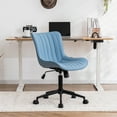 thumbnail image 5 of YOUNIKE Cute Armless Office Desk Chair Modern Upholstered Faux Leather Swivel Task Chair, Blue, 5 of 11