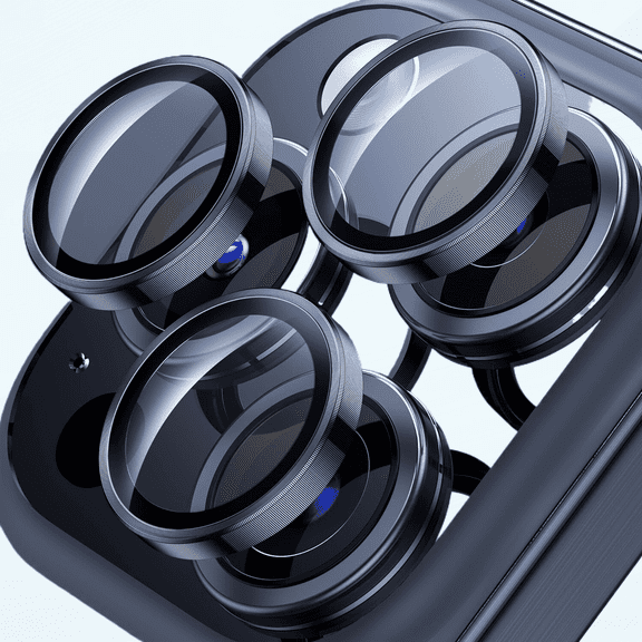 for iPhone 15 Pro/iPhone 15 Pro Max Camera Lens Protector,[Keep Original Shooting] Shatterproof 9H Tempered Glass Camera Screen Protector Metal Ring Cover Film Accessories,Blue