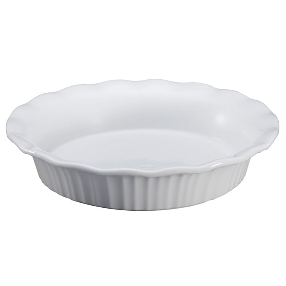 CorningWare Stoneware 9” Round White Pie Pan Oven Safe Dishwasher Safe