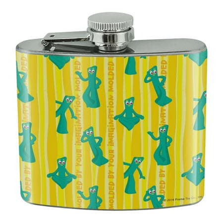 

Gumby Molded by Your Imagination Pattern Stainless Steel 5oz Hip Drink Kidney Flask