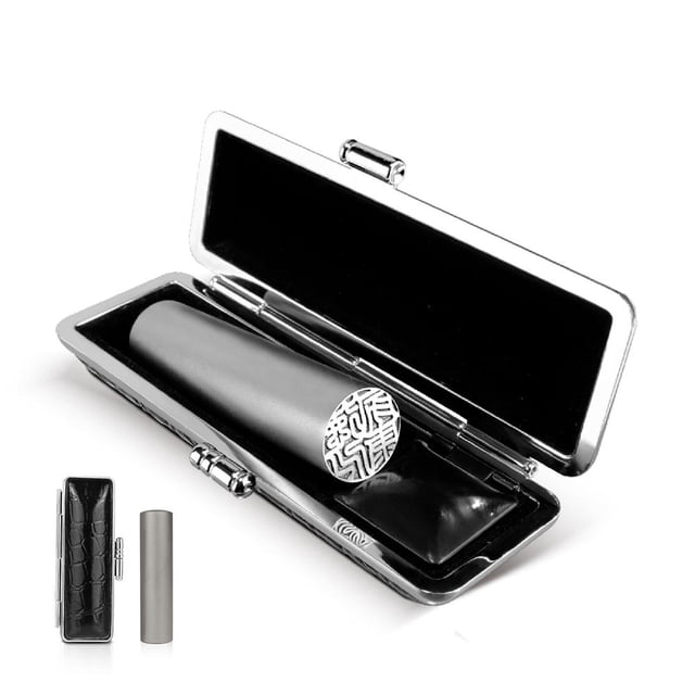 Custom Titanium Metal Name Signature Stamp Self Inking with Seal Box Portable U2