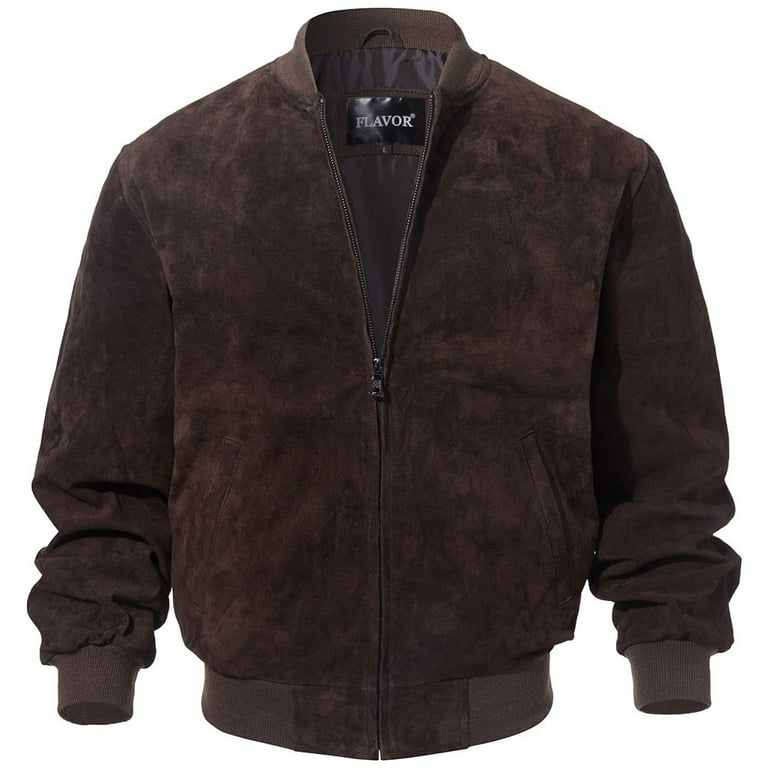 Men's Baseball Leather Jacket Vintage bomber Suede Jackets (S