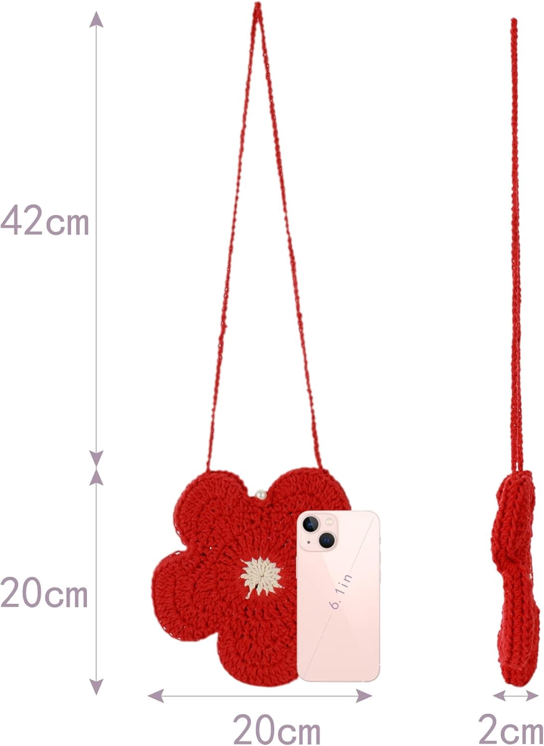 Women Mini Flower Cotton Crochet Crossbody Shoulder Bag Handbag Purse