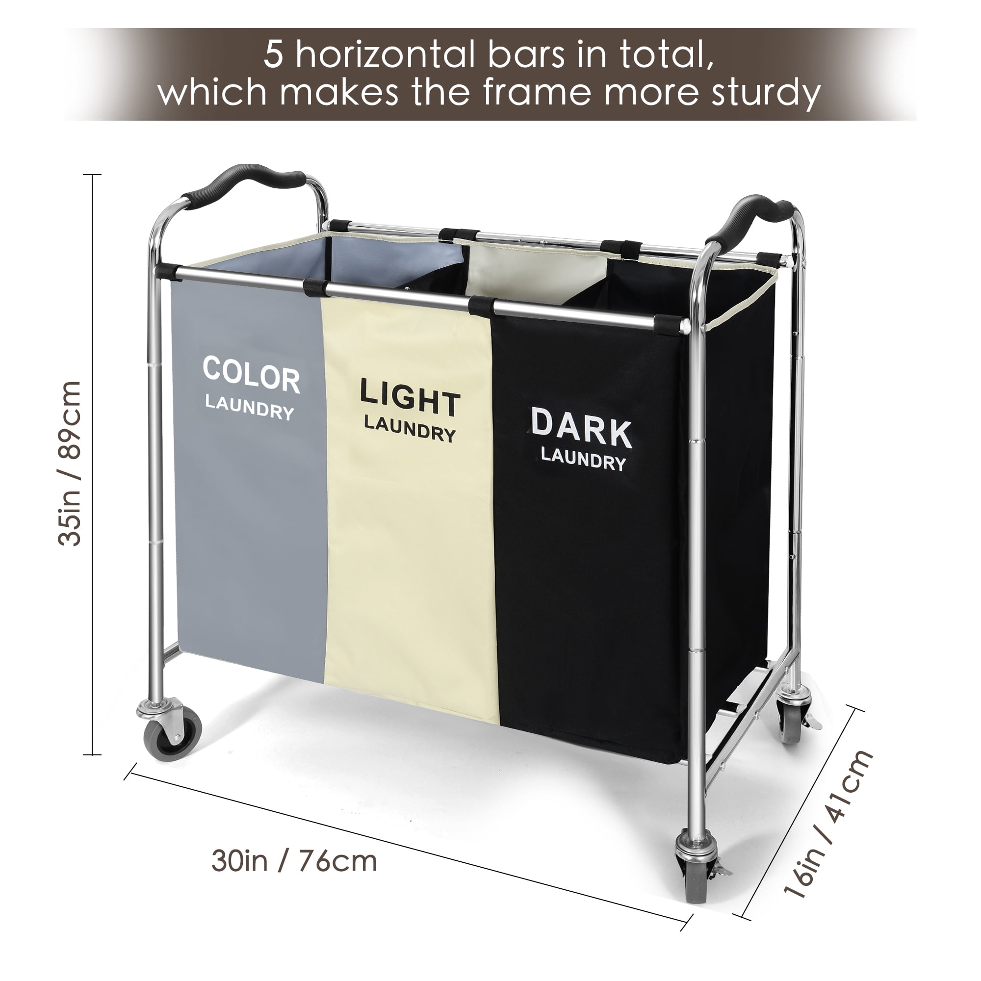 BRIGHTSHOW Laundry Basket，16 x 30 x 35 inch Stainless steel Laundry Hamper