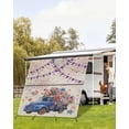 thumbnail image 4 of 4th of July RV Awning Sun Shade Screen 9'X7' Blue Truck Poppy Flower Mesh Sunscreen Star Flag Firework Awning Shade Screen with Zipper UV Blocker Completed Kits for RV Motorhome Camper, 4 of 7