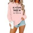 thumbnail image 3 of Baqcunre Essential Hoodies Womens Fashion Letter Print Crew Neck Sweatshirt Long Sleeve Top Pullover Crewneck Sweatshirts Womens Fall Tops Pink S, 3 of 4