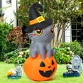 thumbnail image 5 of GOOSH Halloween Inflatable 6 FT Inflatable Halloween Cat Sitting on Pumpkin, Halloween Inflatable Cat Pumpkin with LED Lights, Funny Outdoor Halloween Decorations for Halloween/Holiday/Party, 5 of 8
