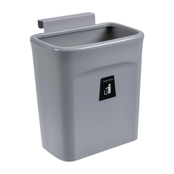 Bote de basura para colgar en la puerta del gabinete de cocina con tapa bote de basura para debajo del fregadero de 9L para bano bano cubo de Gris Macarena Bote de