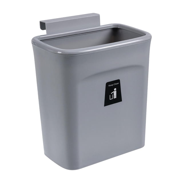 Wall Mounted Countertop Waste Compost Bin Kitchen Cabinet Door Hanging Trash Can Gray