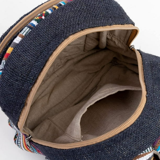 The Himalayan Bazaar Mini Hemp Backpack Bag Blue Boho Eco Friendly Unisex Rustic Durable By Freakmandu Multicolour