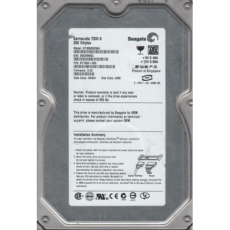 ST3250823AS  3ND  AMK  PN 9Y7383-505  FW 3.02  Seagate 250GB SATA 3.5 Hard Drive price history on PriceWatchPro
