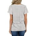 thumbnail image 4 of Clearance under 10.00 LYXSSBYX Short Sleeve Womens Tops Clearance Women Fashion Stripe Print V-Neck Pocket T-shirt Tops Short Sleeve Loose Blouse, 4 of 5