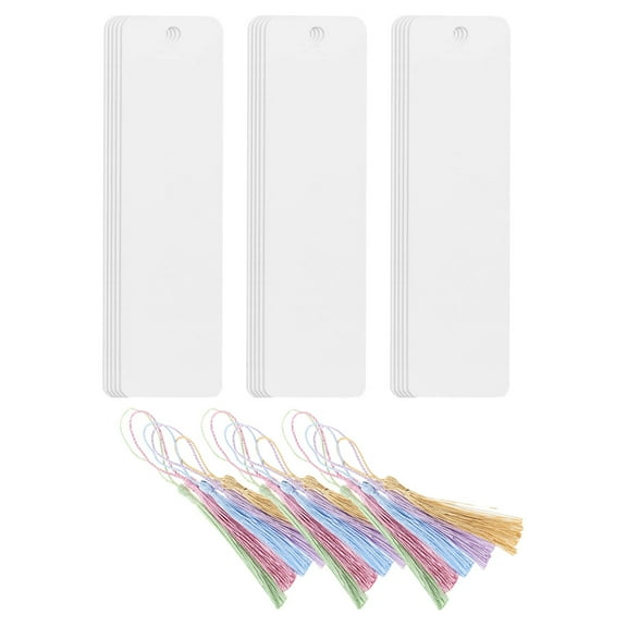 unbranded 1 Set Blank Bookmarks Blank Book Marks Colorful Tassels Bookmark DIY Bookmarks Acrylic Bookmarks Tassel Bookmarks Page Marker Blank Bookmark for Crafts with Tassel