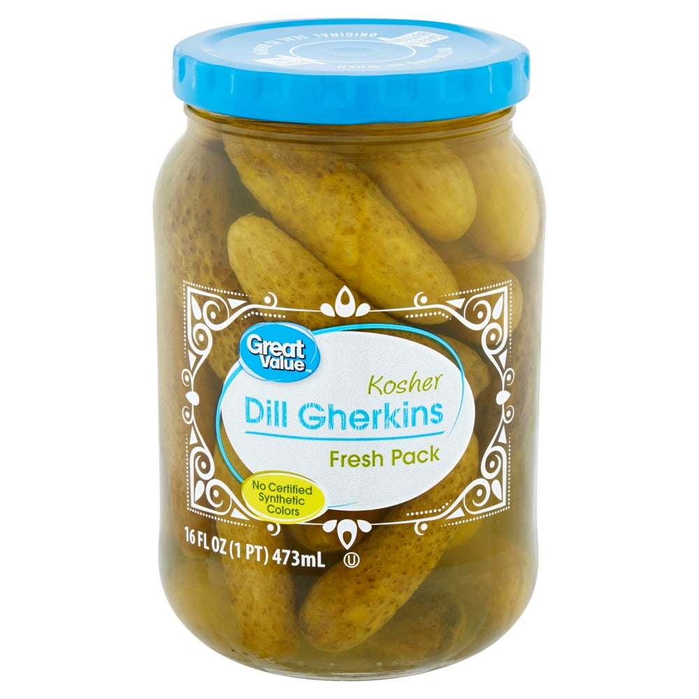 Great Value Kosher Dill Gherkins Fresh Pack, 16 fl oz