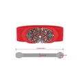 thumbnail image 3 of INSPIRE CHICRetro Knot Woven Metal Interlocking Buckle Elastic Waist Cinch Belt Band Floral Buckle-Red Band-Bronze Buckle 29"-41", 3 of 5