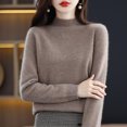 thumbnail image 2 of Suéter de lana para mujer, otoño e invierno, suéter de cuello alto medio sin costuras, camisa de punto con parte inferior, 2 of 6