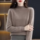 thumbnail image 2 of Suéter de lana para mujer, otoño e invierno, suéter de cuello alto medio sin costuras, camisa de punto con parte inferior, 2 of 6