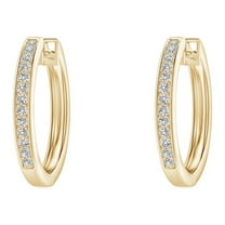 ANGARA Natural Diamond Hinged Hoop Earrings in 14K Yellow Gold for Women (Size-0.9mm| Color-I-J| Clarity-I1-I2) | April Birthstone, Anniversary, Jewelry Gift for Women | Natural Diamond Earrings