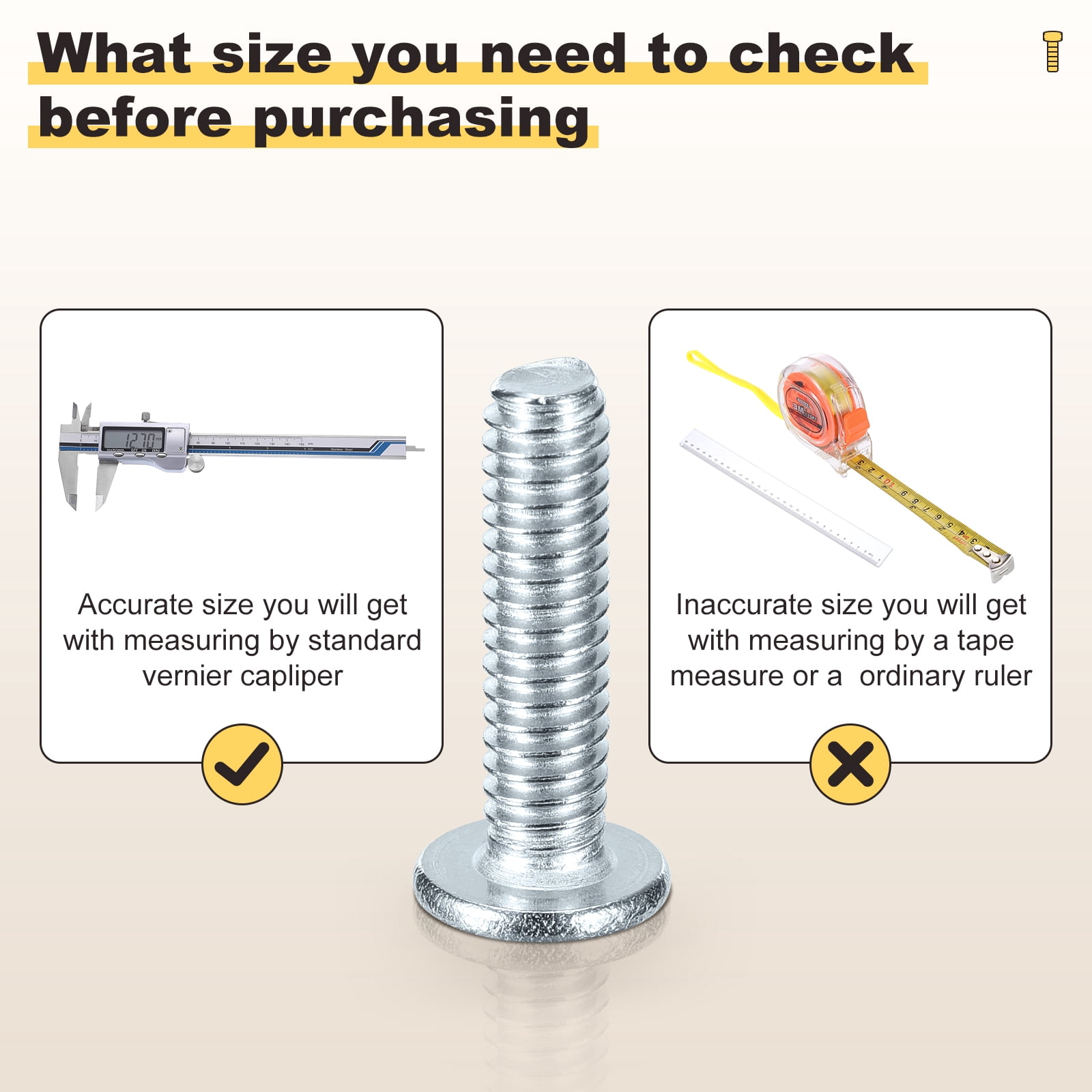 Furniture Connector Bolt Cap Nut Kit with Wrench(M6-1x40/50/60/70/80mm) 36Pcs, Connector Bolt M6 Countersunk Screw Barrel Nuts Binding Screws, for Chair Cabinet Bed, Yellow