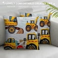 thumbnail image 3 of Throw Pillow Cover Cartoon Construction Crew Vehicles Truck Chevron Sign Equipment Square Decorative Throw Pillow Cushion Case for Home Couch Living Room Bed Sofa Car  Pillowcase, 3 of 5
