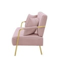thumbnail image 4 of Accent Sofa, Modern Velvet Upholstered Loveseat Sofa with 2 Pillows and Tufted Backrest, Comfy 2-Seater Sofa Couch with Golden Metal Legs for Small Space, Living Room, Office, Pink, 4 of 7