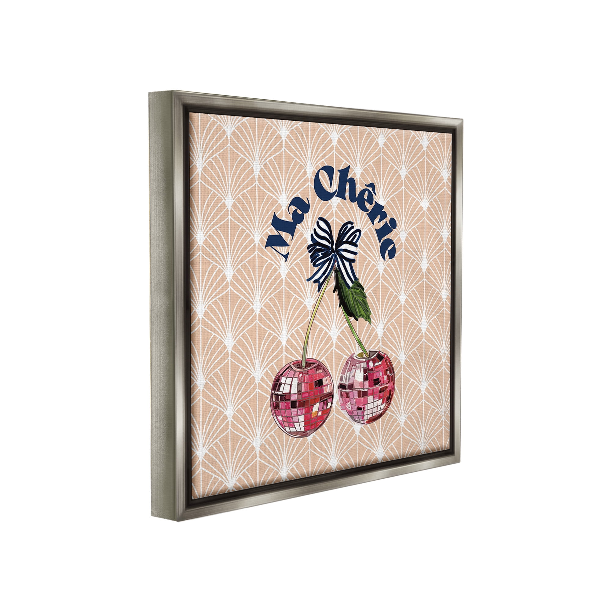Stupell Industries Botanical Patterned Cherries Food & Beverage Painting Gray Floater Framed Canvas Art Print Wall Art, 18 x 18