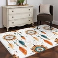 thumbnail image 3 of Boho Geometric Area Rug 4x6 FT, Non Slip Kids Room Carpet, Ethnic Feathers Patterns Retro Farmhouse Washable Soft Floor Carpet Non-Shedding Throw Rug for Dorm Kitchen Study Room Home Office Bedside, 3 of 9