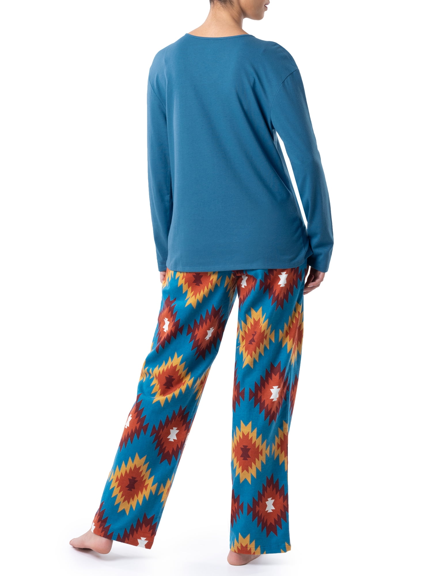 Wrangler Women's & Women's Plus Long Sleeve Top and Flannel Pajama Bottom, 2-Piece Set