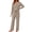 Khaki, variant on Weekease Woman Pajamas Set Henley Neck Long Sleeve Tops Drawstring Pants Two Piece Outfit Loungewear with Pockets
