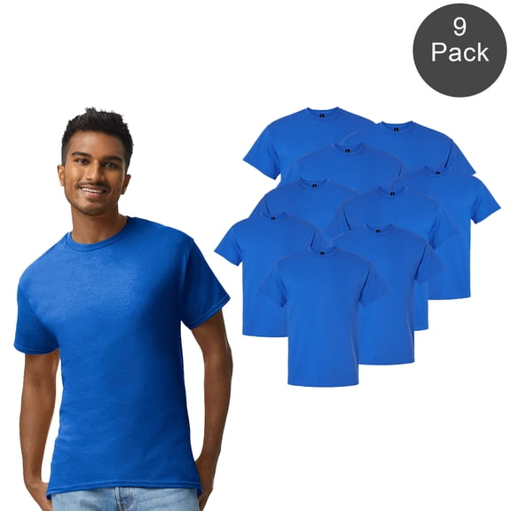 Gildan Cotton T-Shirt for Men, Short Sleeve Crew Neck Classic Fit Tee, Royal, Size S, 9 Pack