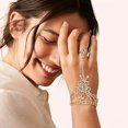 thumbnail image 2 of shiyou-Rhinestone Finger Ring Bracelet Crystal Hand Chain Ring Bracelets for Women, 2 of 4