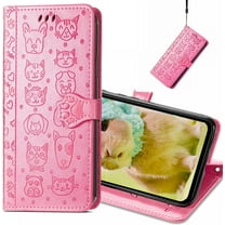for Google Pixel 6 (6.4 Inch) Cartoon Cute Wallet Case,Cat Dog Style Flip Phone Cover with ID Card Holder PU Leather Cases for Google Pixel 6 MG Pink