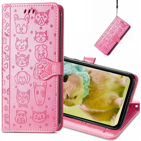 for Xiaomi Poco X3 GT (Not Poco X3) Cartoon Cute Wallet Case,Cat Dog Style Flip Phone Cover with ID Card Holder PU Leather Cases for Xiaomi Poco X3 GT MG Pink