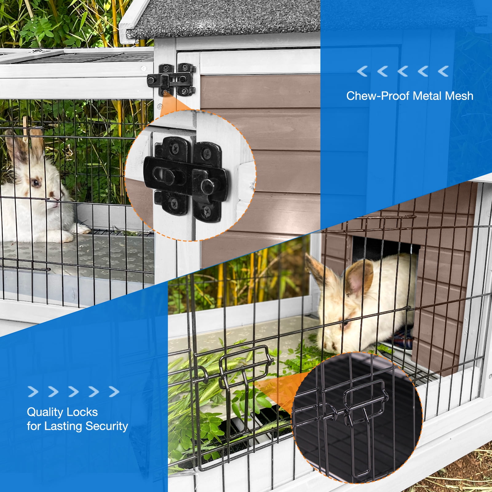 Suumerpety Rabbit Hutch Indoor Rabbit Cage Outdoor Bunny House with Wheels,No Leak Pull Out Tray