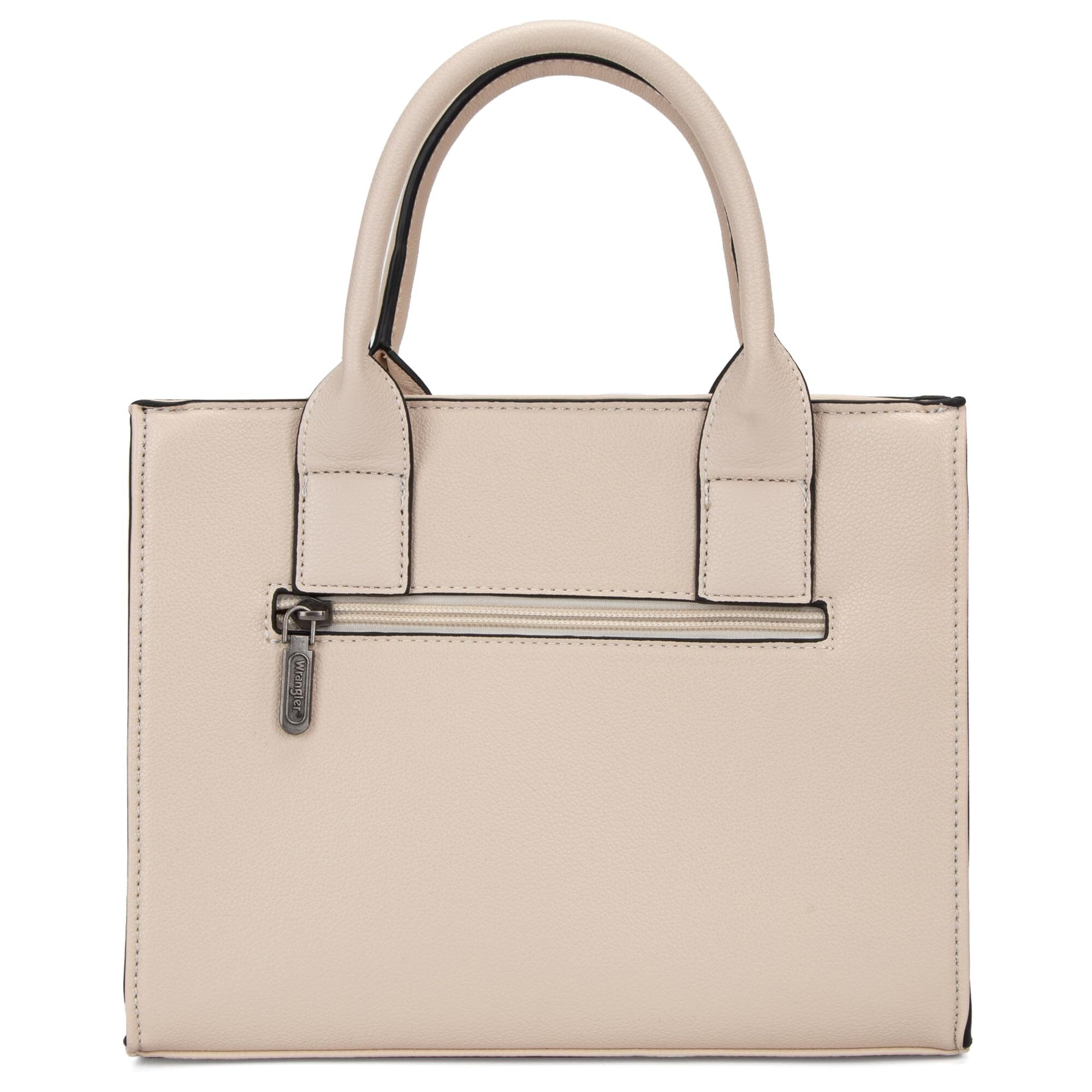 Wrangler Purse Medium Tote Bags for Women with Card Holder Wallet Designer Satchel Top-handle Handbags, Classic-Beige