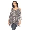 thumbnail image 1 of White Mark Women's Snake Print Cold Shoulder Tunic, 1 of 6
