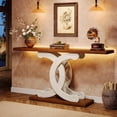 thumbnail image 7 of Tribesigns 55" Farmhouse Console Table - Vintage Sofa Entryway Table with Geometric Base, Brown & White, 7 of 7