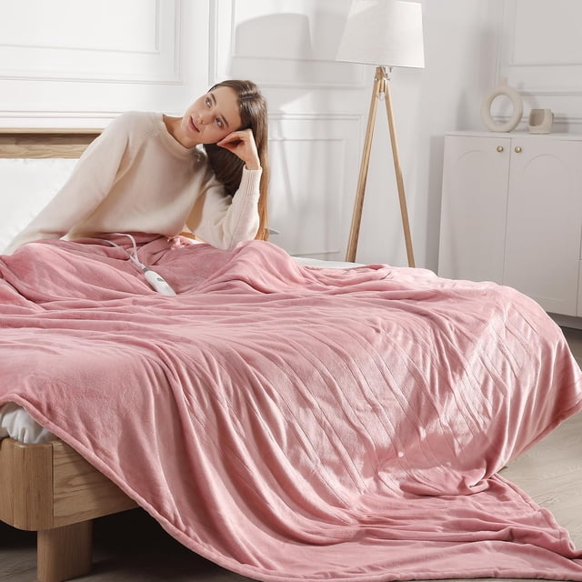 Manta eléctrica Molatink King Size con calefacción, 228 x 254 cm, color rosa