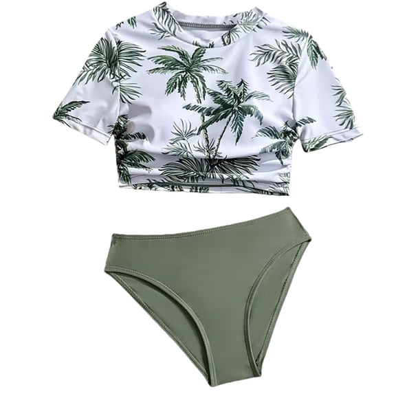lnmuld Comfortable Stylish Two Piece Bikini - Fashionable Swimwear for Big Girls & Color:Army Green,Size:11-12 Years