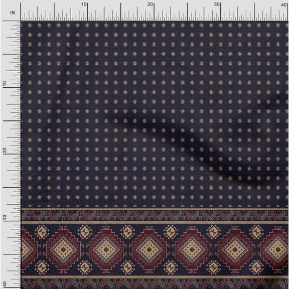 Soimoi Japan Crepe Satin Fabric Aztec Panel Decor Fabric Printed Yard 42 Inch Wide