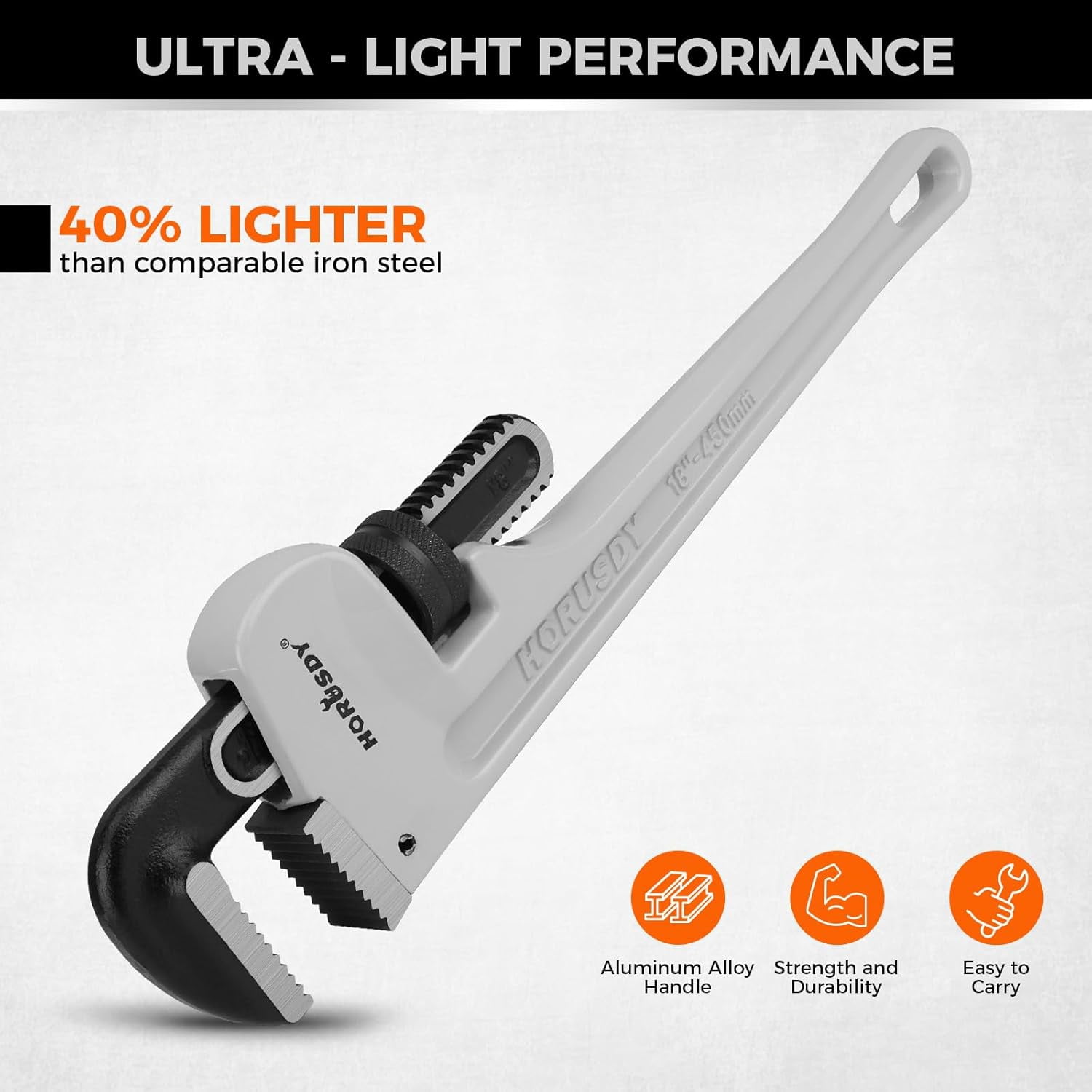 3 - Piece Aluminum Pipe Wrench Set 10", 14", 18" | Ultra-Light Durable Adjustable Pipe for Plumbing, HVAC, Farm, DIY | Heavy Duty Drop Forged Secure Locking Tool Kit