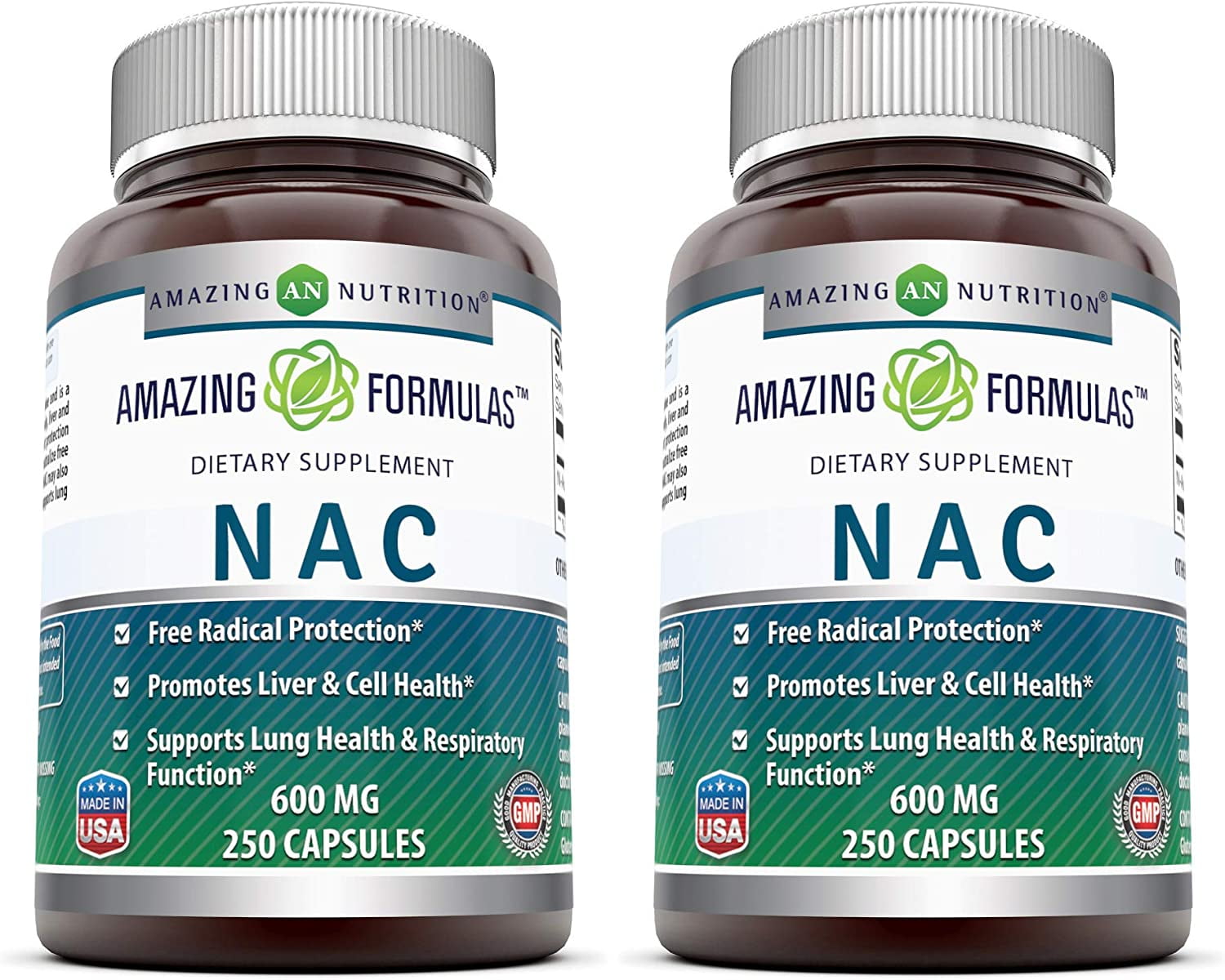 Amazing Formulas NAC (N-Acetyl Cysteine) - 600mg 250 Capsules - Pack of ...