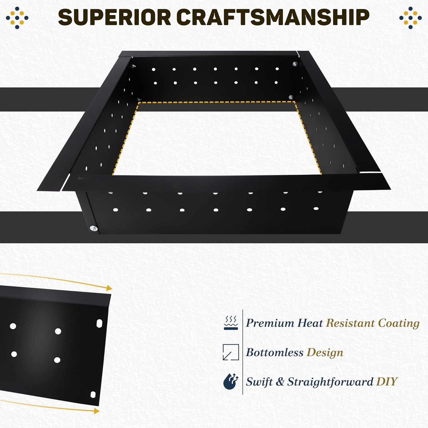 FEBTECH Smokeless Fire Pit Insert - 29 inch OD & 25 inch ID - with Air Vents For Outdoor Garden & Camping Bonfires