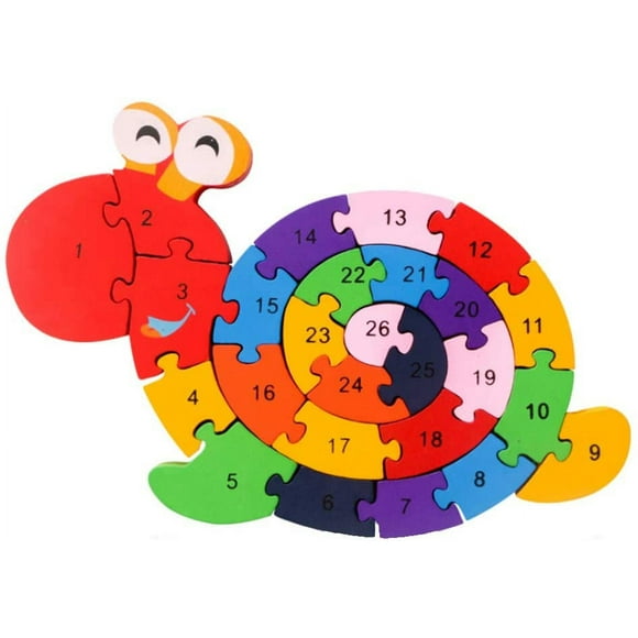 Wooden Puzzle Wrap Snail Toy Animal Alphabet Number Puzzle Alphabet Building Blocks ABC for Toddlers Boys Girls Children 3 4 5 Years Old