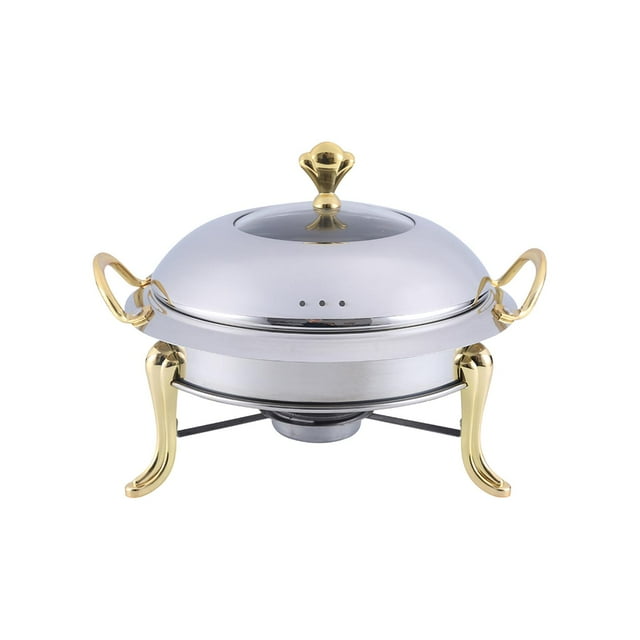 Rongfmy Réchaud à Alcool Anti-Brûlure Haute Efficacité Ensemble de Buffet en Acier Inoxydable Doré