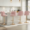 thumbnail image 4 of Farini Swivel Bar Stools Set of 2, Upholstered Adjustable BarStools with Backrest & Metal Base, Counter Height Island Chairs for Kitchen, Dining Room, Pink, 4 of 8