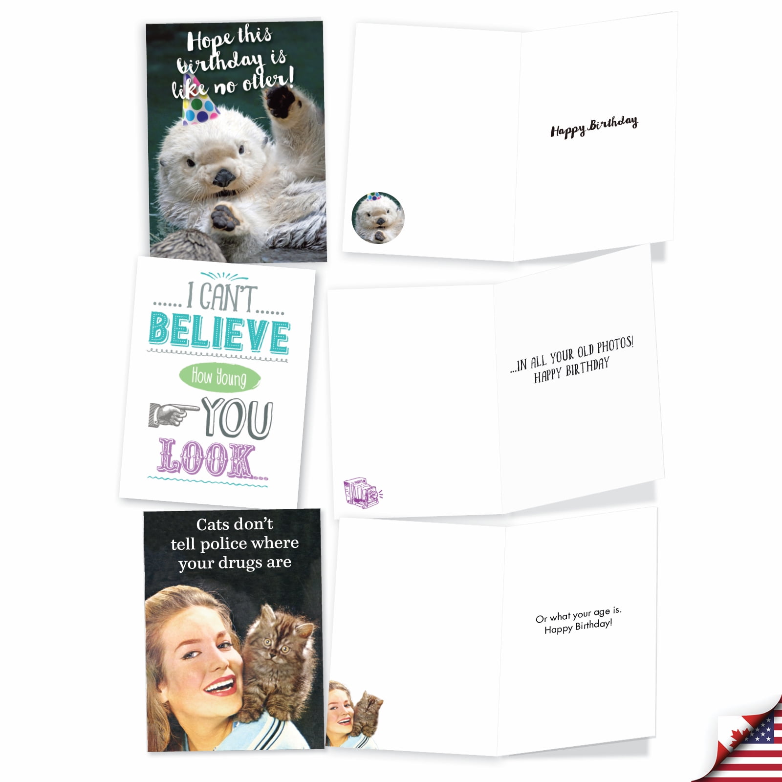 NobleWorks 20 Assorted Box Set Funny Birthday Greeting Cards w/5 x 7 Inch Envelopes (10 Designs, 2 Each) Bday Another Year Older AC8839BDG-B2x10
